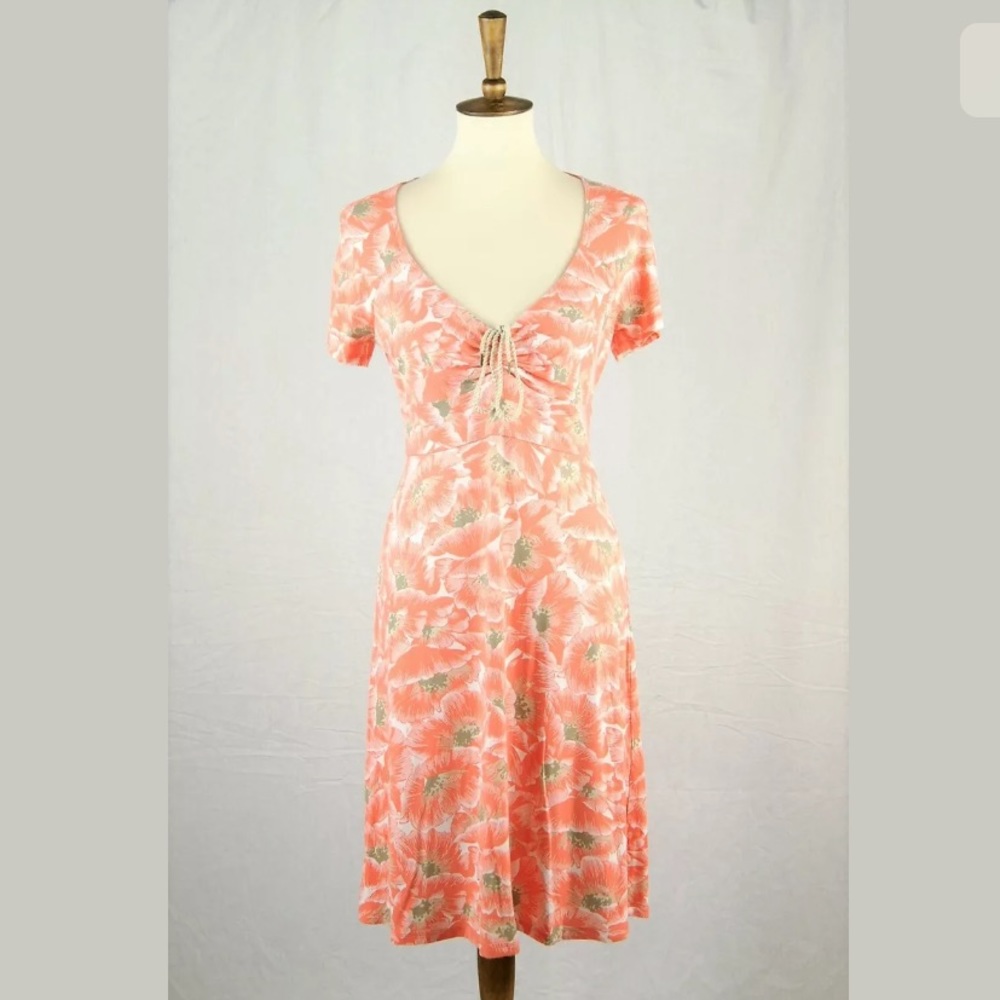 Tommy Bahama Coral Floral Stretch Knit Sun Dress S